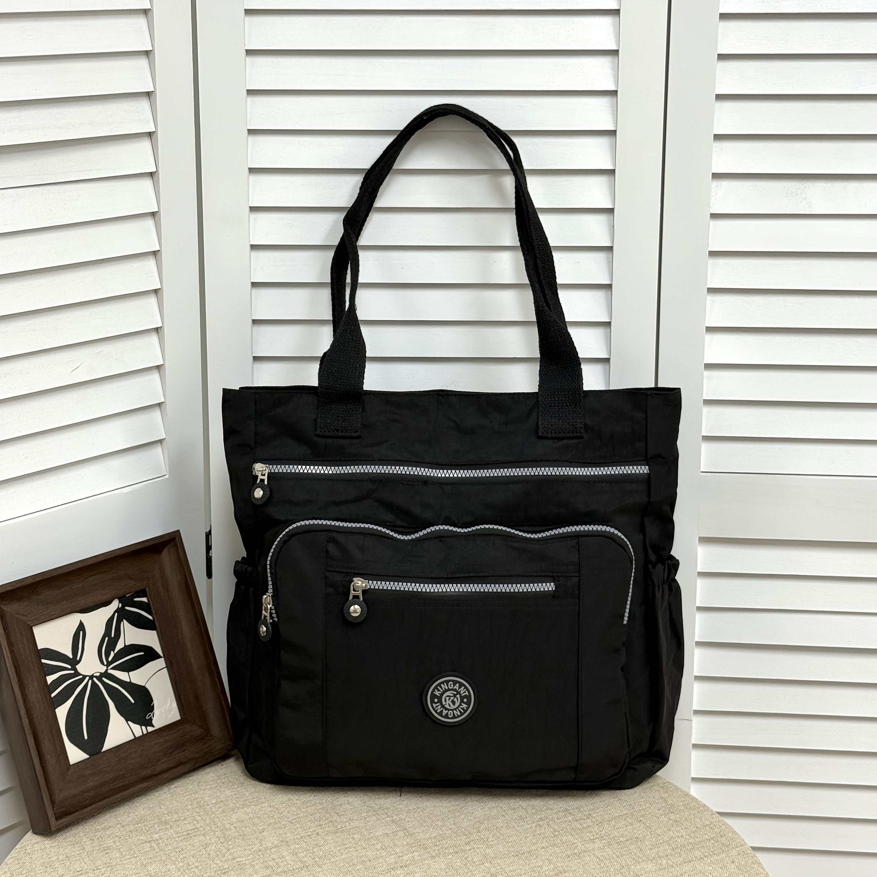 TEMU Women's Casual Shoulder Bag, High Quality Nylon Large Capacity Multi Pocket Shoulder Bag, Commuting Travel Bag