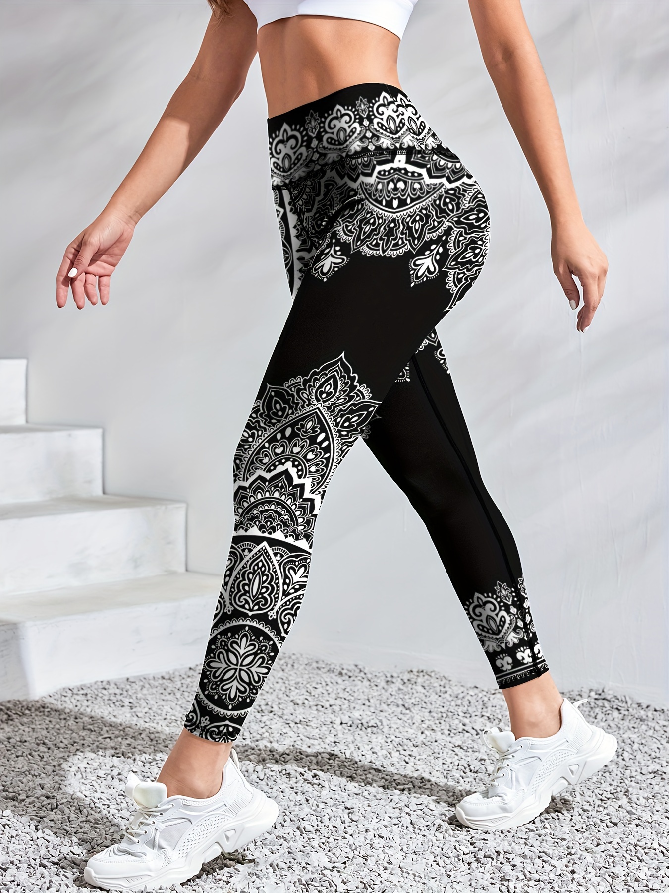 high waist mandala print yoga leggings women stretchy Temu Malaysia