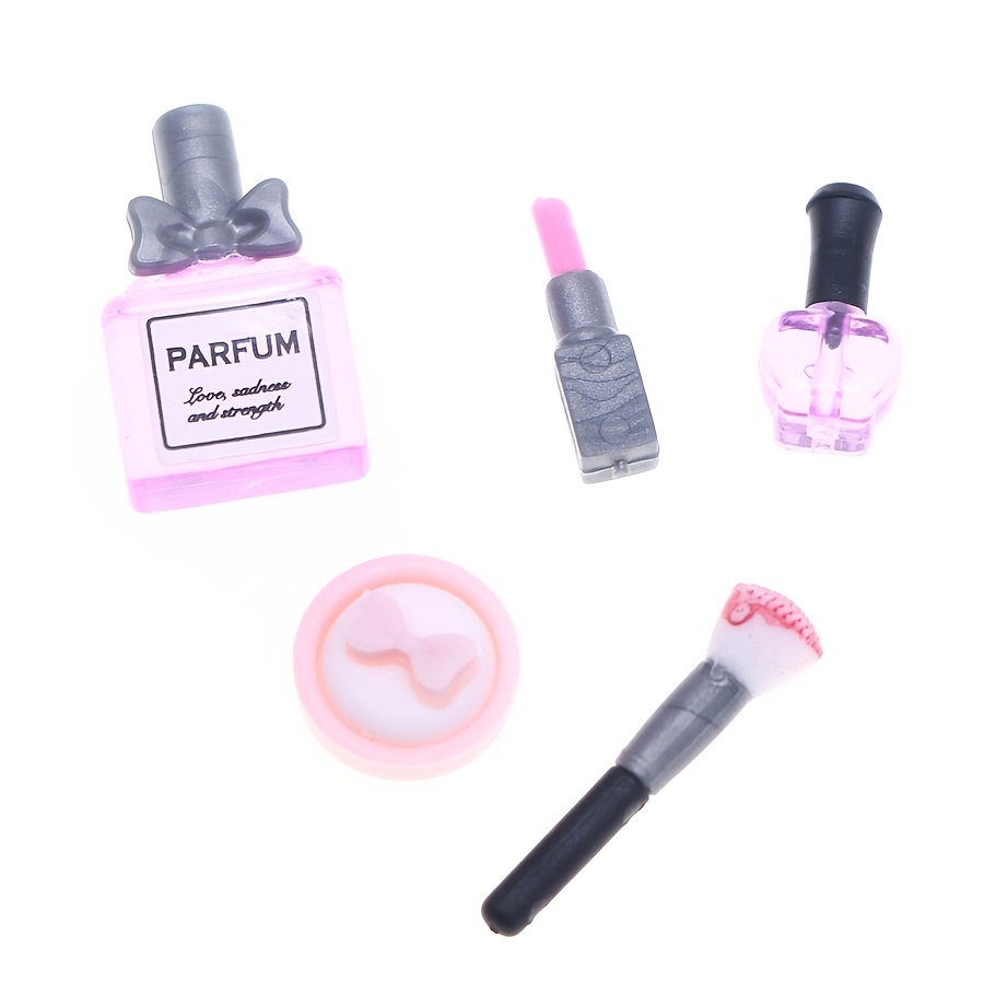 5pcs, Dollhouse Decoration, Mini Vanity Lipstick Perfume Powder Brush Model Ornaments, Micro Home Scene, Ideal Gift For Hobbyists