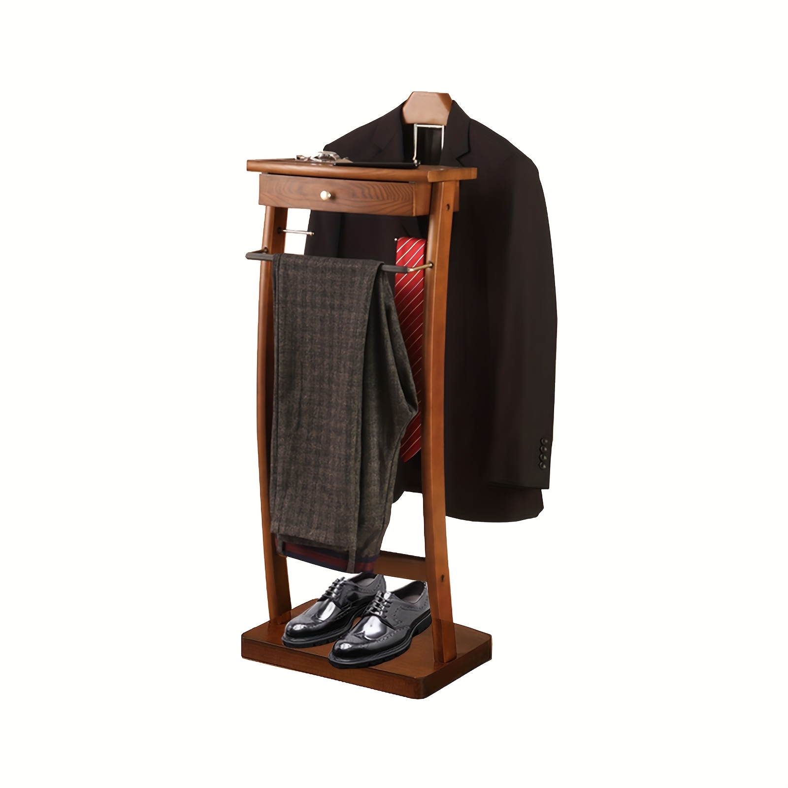 valet stand for man, clothes stand with top tray, used in entryway