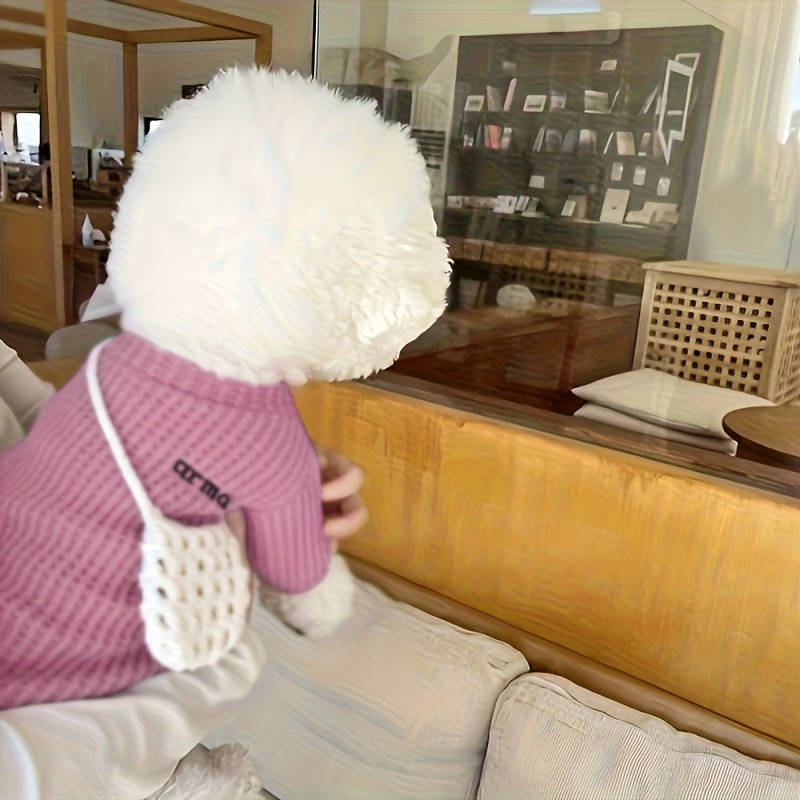 1pc Stylish Pet Turtleneck Sweater - Soft Polyester, Round Neck, Machine Washable, Ideal for Small to Medium Breeds, Autumn & Spring Fashion, Pet Clothing | Stylish Petwear | Texture