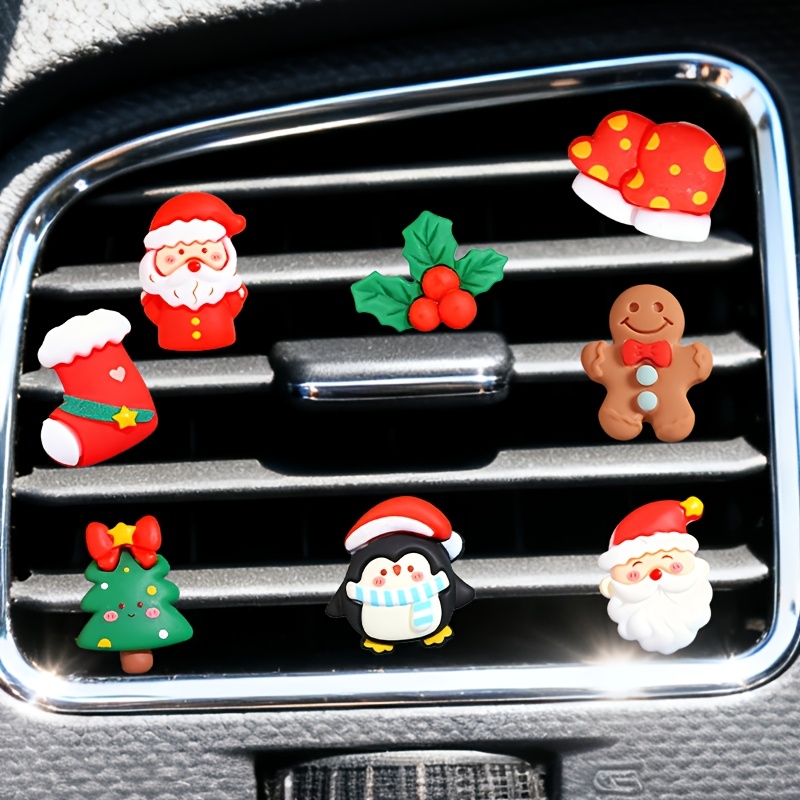 TEMU Christmas-themed Resin Car Air Fresheners Designed For Car Vents, Decorative Clips For Air Outlets, Car Interior Accessories, Unscented.