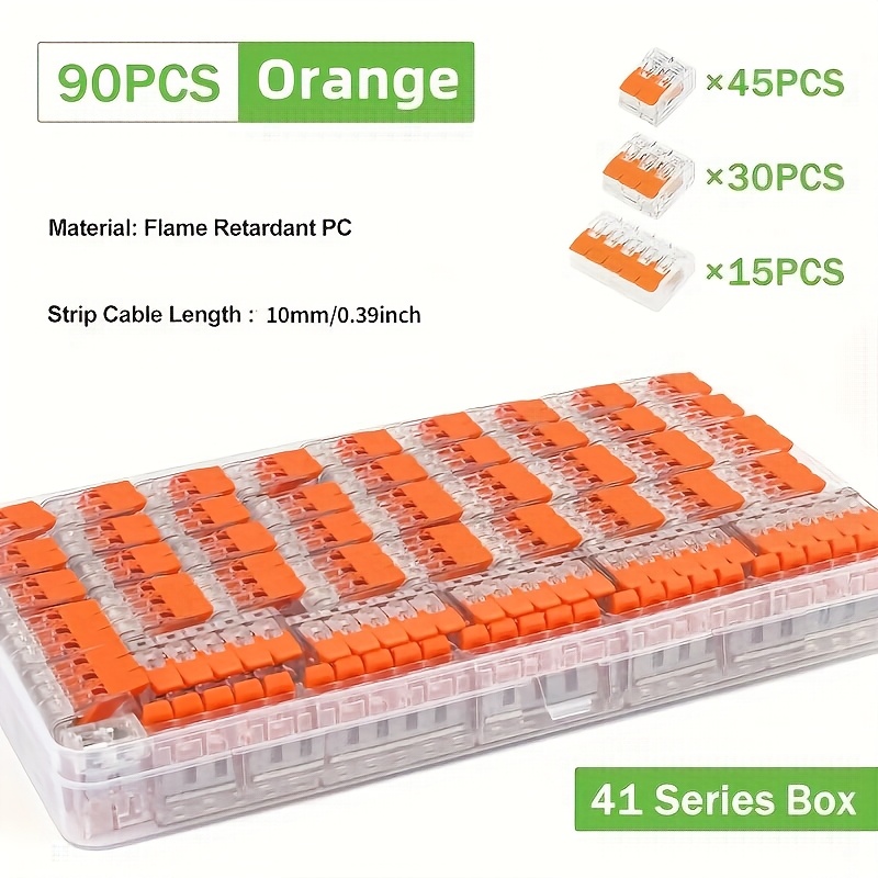 TEMU 90pcs Electrical Quick Connectors, Lever Wire Connectors Combination Kit, Diy Wire Connectors (28-12 Awg), Push In Terminals, Plug- Terminal
