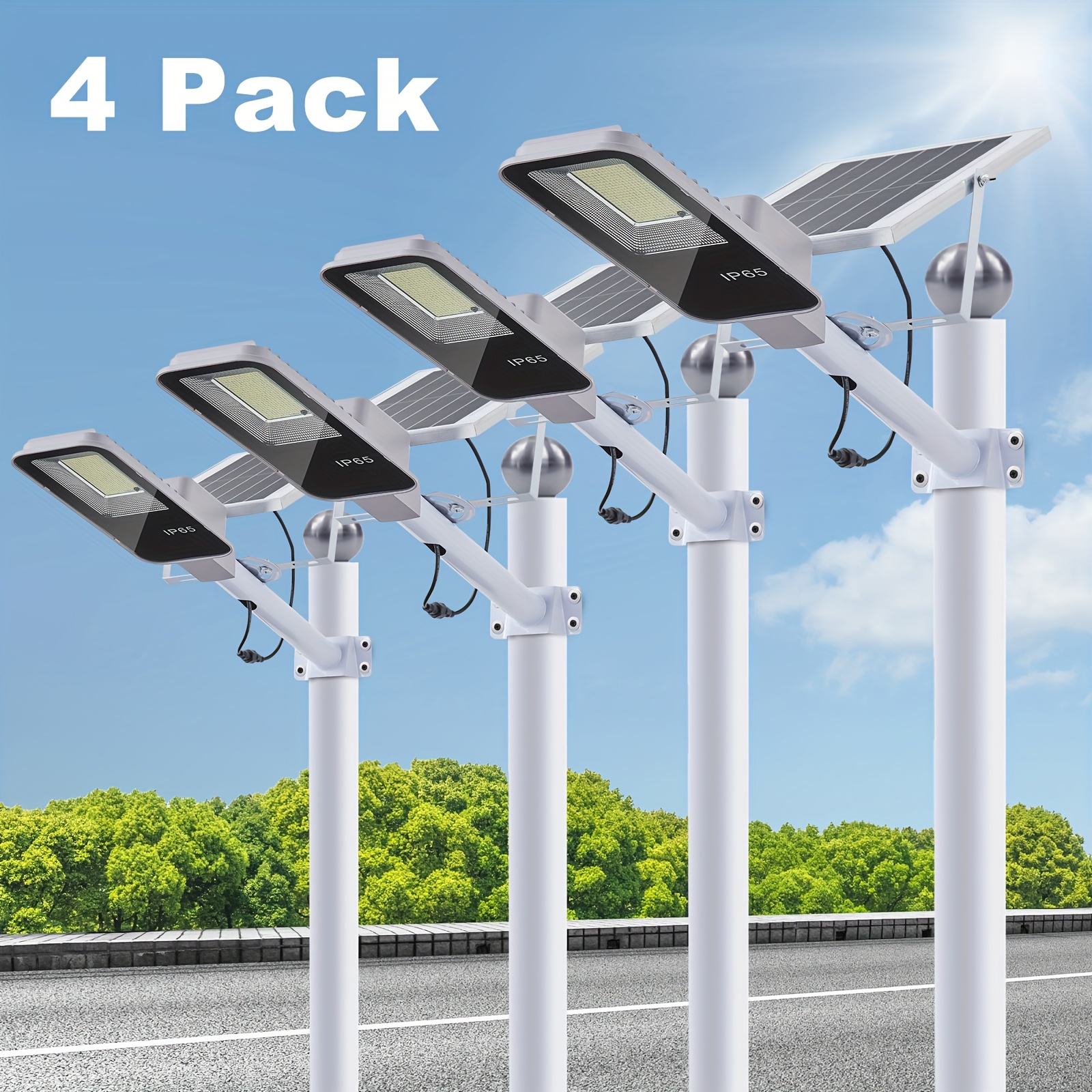 WYWNA Solar Lights Outdoor- 320° Wide Angle Solar Street Lights Dusk To