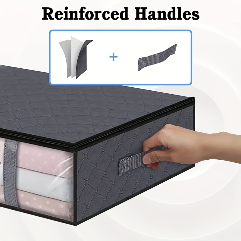 2pcs large capacity foldable storage bags with transparent window   handles sturdy zipper closure non waterproof fabric organizer for clothes shoes bedding toys ideal for   dorms small spaces under bed storage details 0