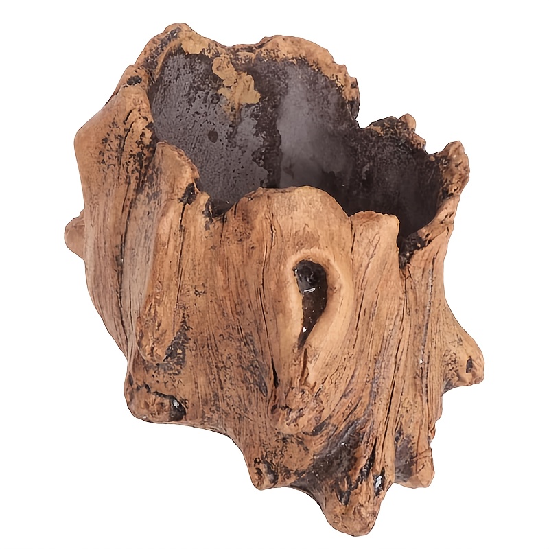 Image of Wood Pile Cement Flower Pot Wooden Vase Decoration Succulent Plant Pot Bark Vase Fake Tree Stump Decoration Tree Trunk Decoration