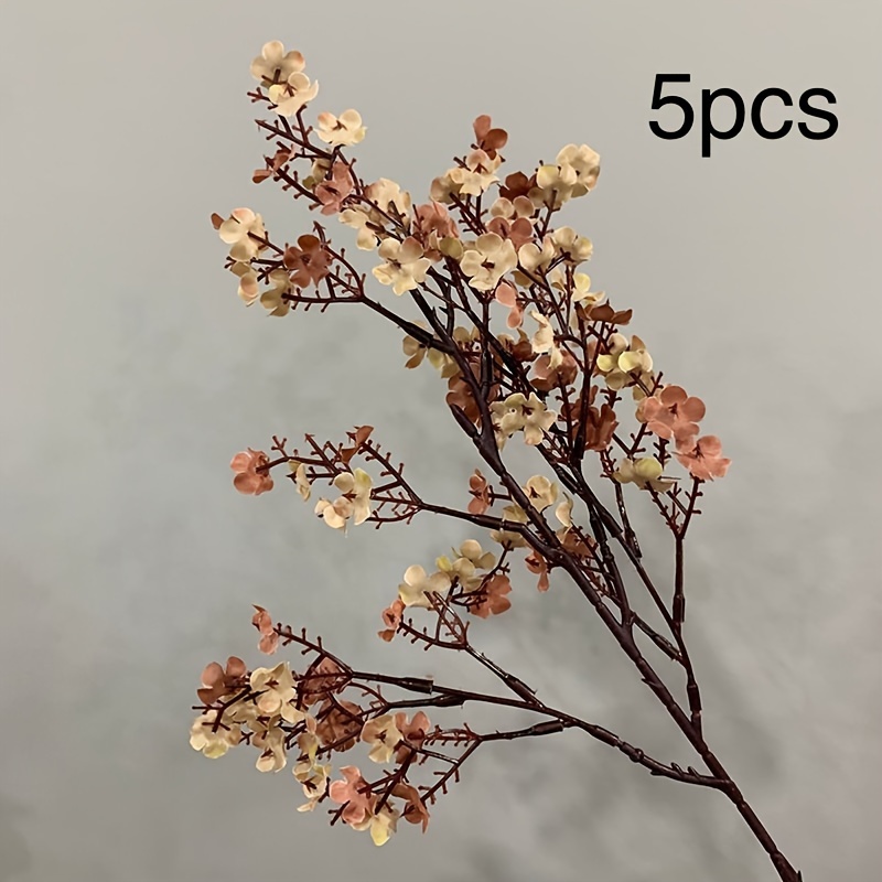 5pcs Set Of Artificial Flowers, Artificial 's Breath, Brown, 50cm