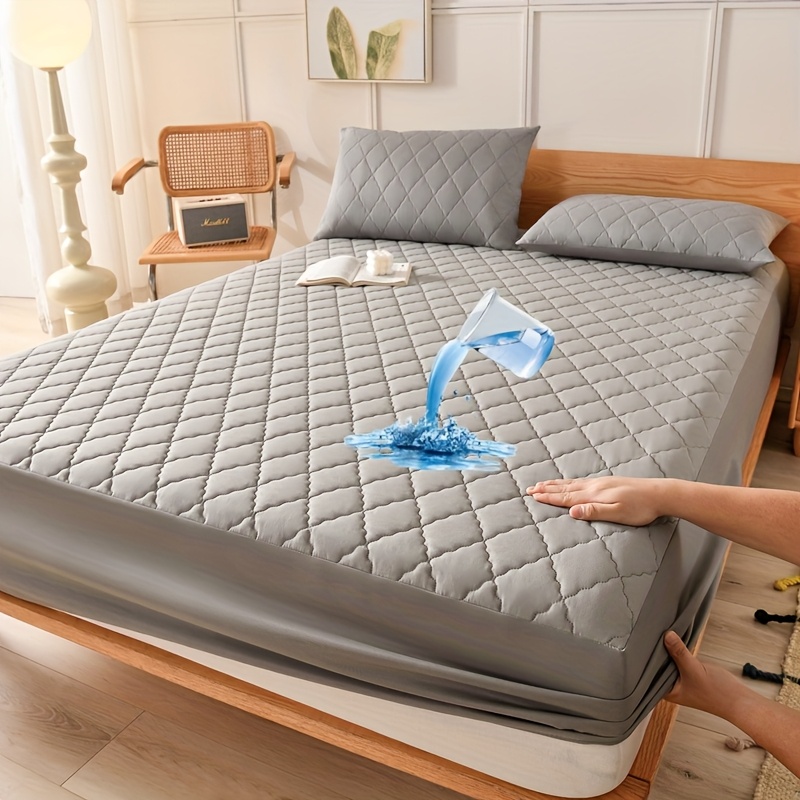 1pc Soft And Comfortable Thick Mattress Protector, Fitted Sheet With Layers, Solid Color Deep , Suitable For Bedrooms, Guest Rooms, And Hotels