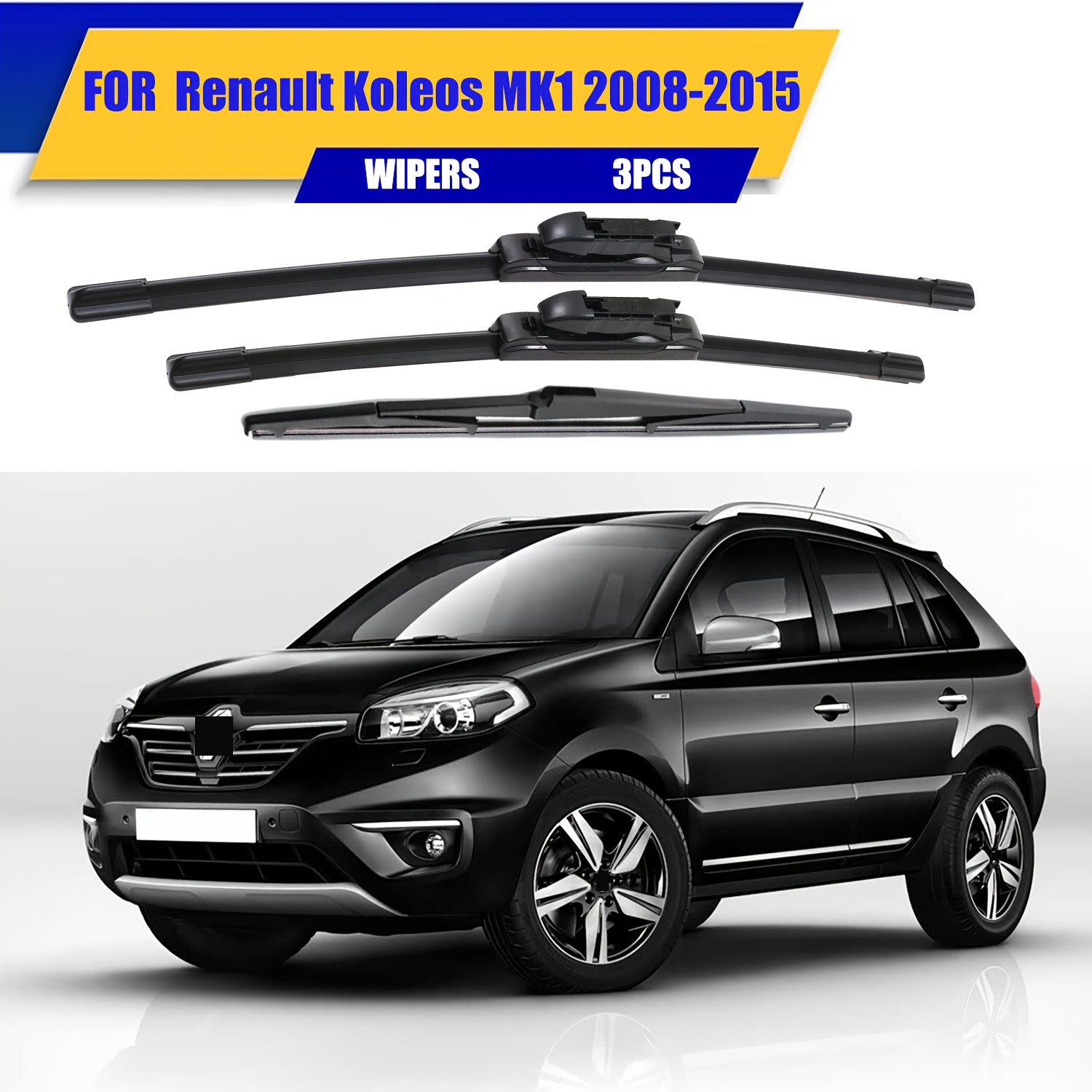 TEMU Limpiaparabrisas de Repuesto para for Renault MK1 2008-2015, 24 pulgadas + 19 pollices ± 16, Juego Premium Todo Delantero-Traseño - Calidad OEM