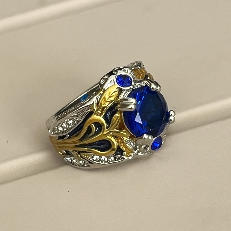 TEMU Un nouveau et élégant bague de 5 carats pour hommes, avec un design vintage. Cette bague unisexe a un style, parfaite pour et convient également