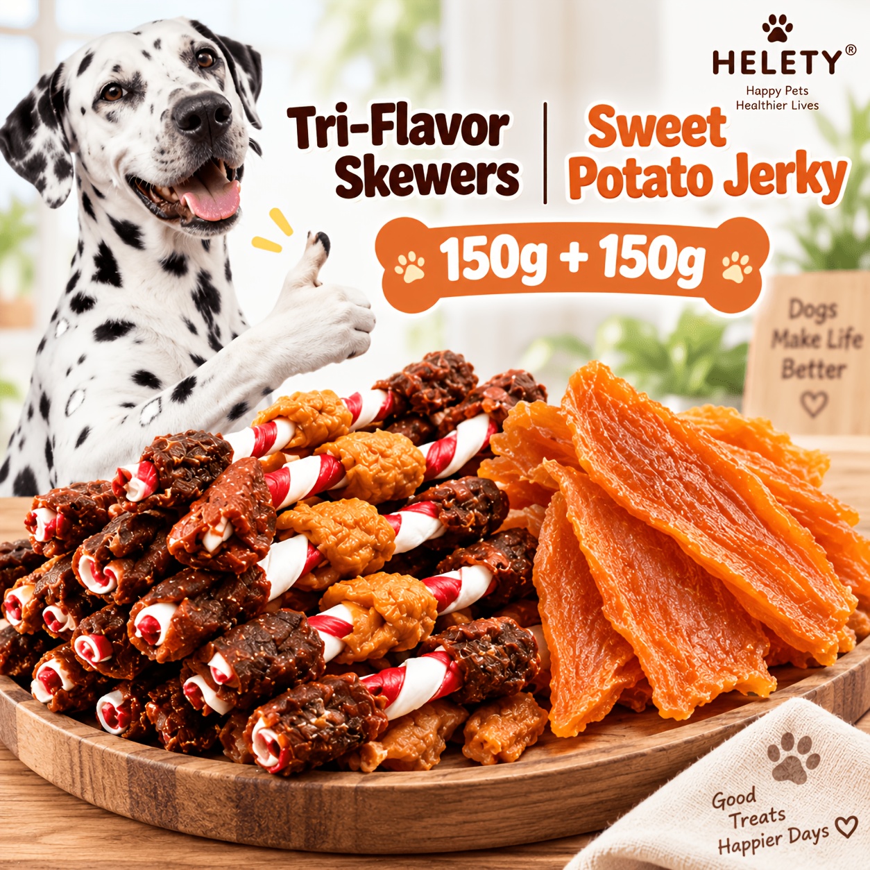 TEMU 400-100g/14.1-3.5oz Dog Treats, Featuring 3 Flavors: Bbq Skewers, Chicken Gizzards, And Dried Sweet Potato. High-protein, Low-fat, And Chew