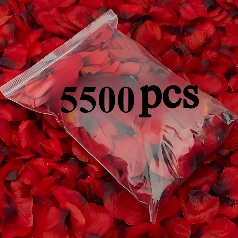 TEMU 5500 Realistic Red Rose Petals - Vibrant Polyester Wedding And Valentine's Day Decorations, Romantic Proposal Backdrop, Photography Background,