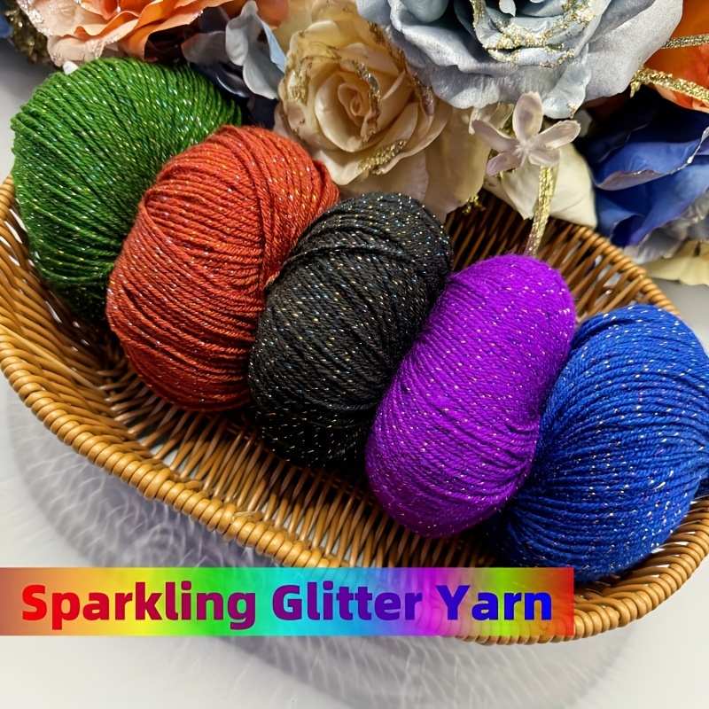 

Sparkling Glitter Acrylic Yarn - Multi-color Assortment For Sweaters, Vests, Cushions & Crafts, 100% Acrylic Medium-weight Thread Pack