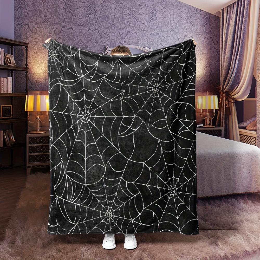 

Halloween Spider Web Blanket - Hypoallergenic, For Sofa, Bed, , Camping, - , Blanket, , Knitted Polyester