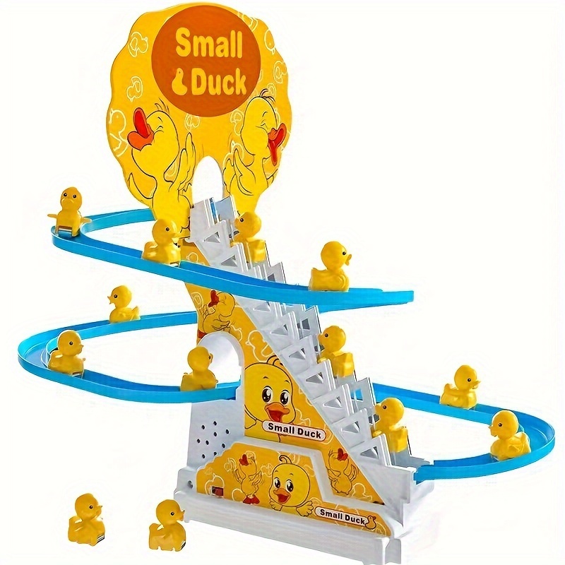 6pcs ducklings climbing stairs toy electric slide yellow duck toy toys for boys and girls holiday gift light and music toy easter gift halloween christmas gift details 2