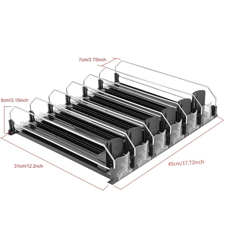 310mm Black Strip Drink Pusher, Fridge Soda Organizer, Automatic Can Dispenser, Self-pushing Soda Glide Rack