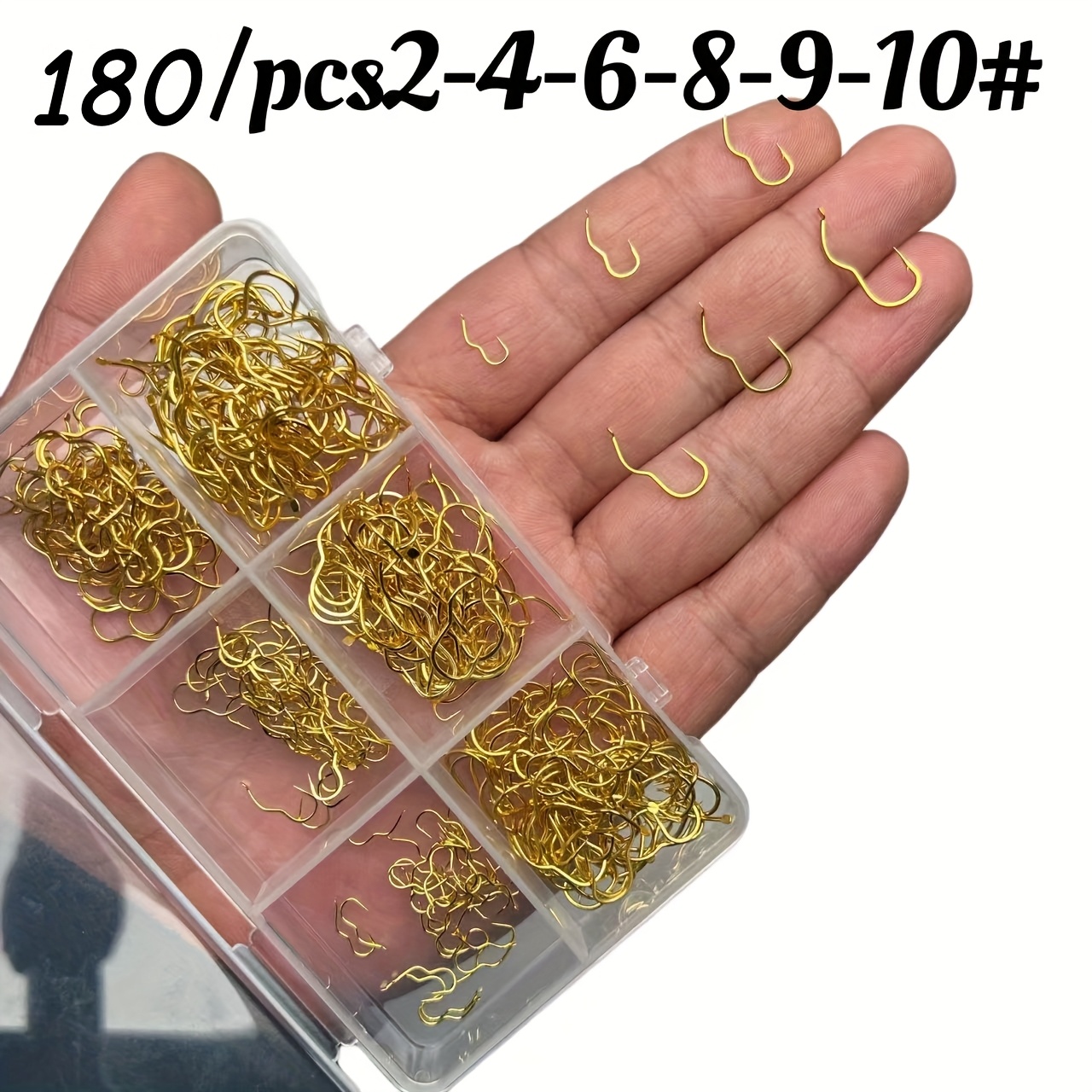 180pcs/box Set Golden Automatic Flipping Fish Hooks Bulk Sleeve Hooks Anti-falling Anti-spitting Hooks Reversal Non-falling Mouth
