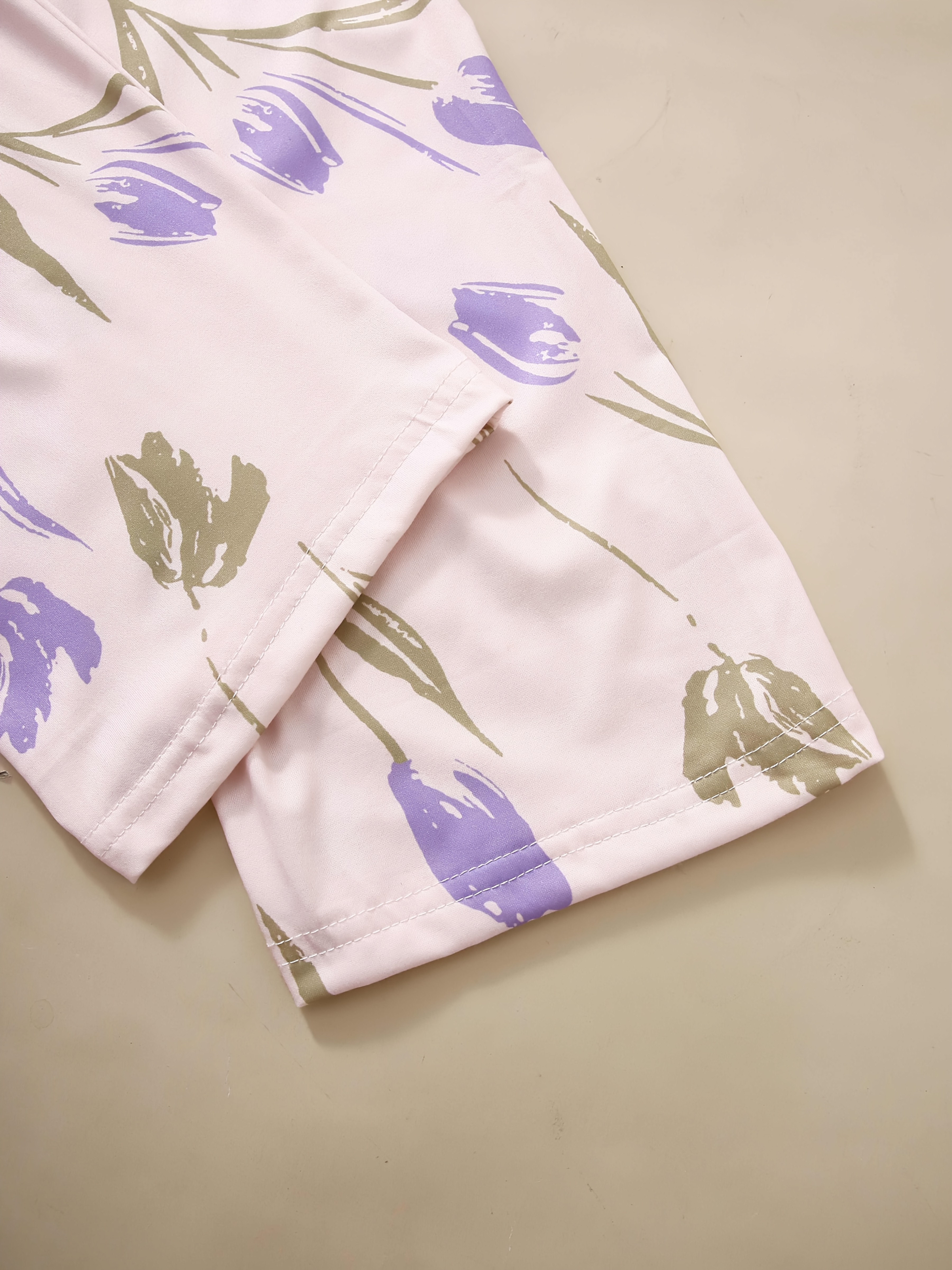 conjunto pijama estilizado mujeres estampado flores rosa Temu