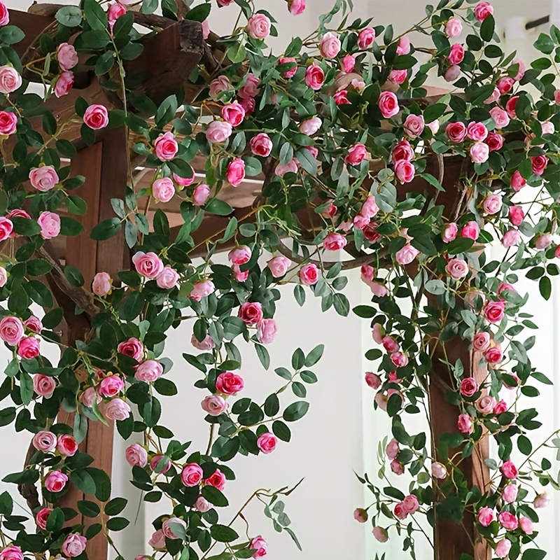 

1pc. 1.8 Meters/5.9 Feet Long Artificial Rose Plant Vine, Flower Vine. Suitable For Home Decoration, Wedding Party Decoration, Garden Fence Decoration