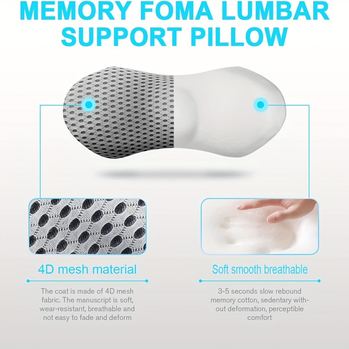 ergonomic lumbar support pillow for office chair - posture-  lower back cushion with spinal  , machine washable lumbar pillow for desk, car, home - no power needed, ideal for lower back relief & long hours sitting, backrest pillow, contoured design, durable construction, desk workers,  able seating, breathable material, long sitting   Product details 1