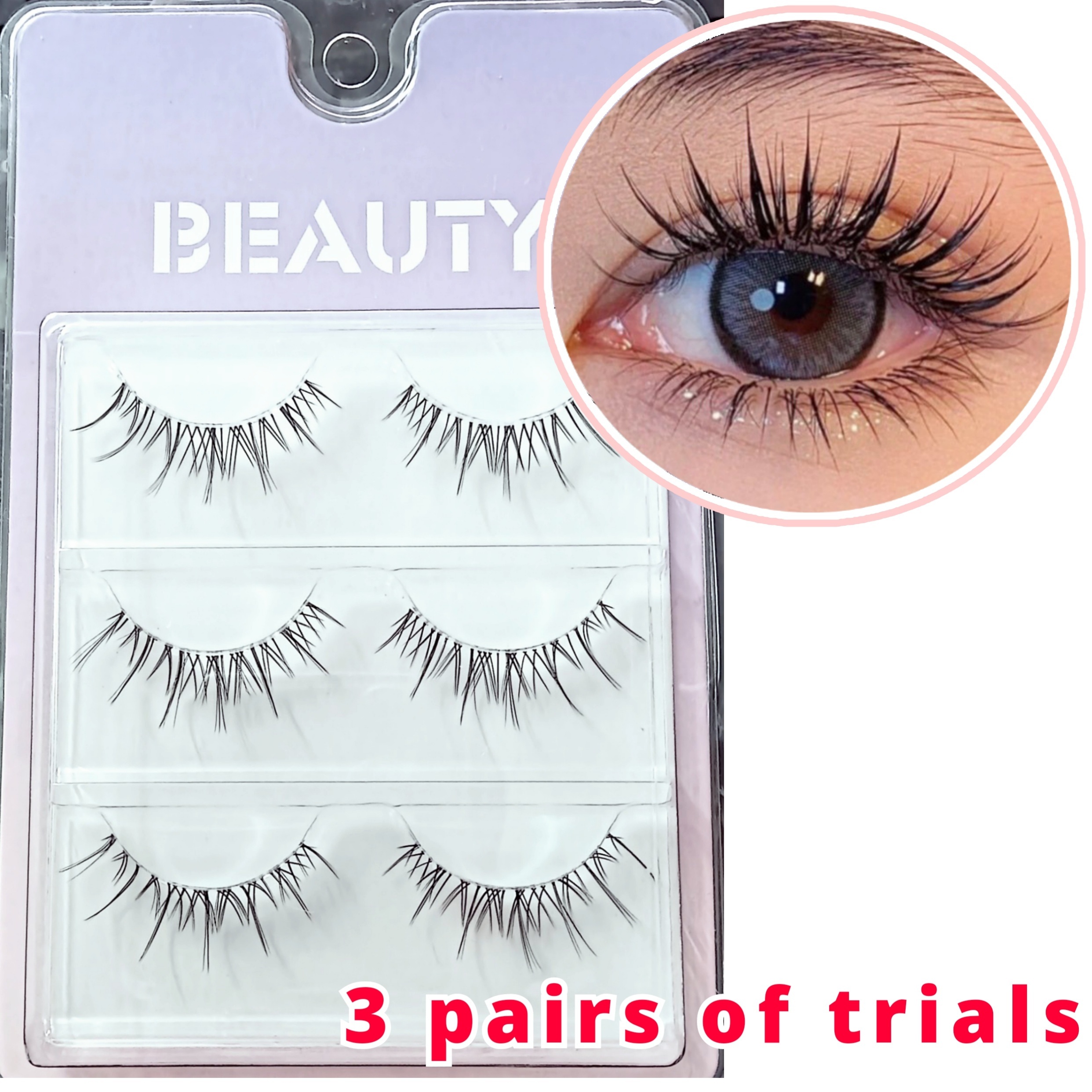 false eyelashes transparent stem natural look Temu United Kingdom