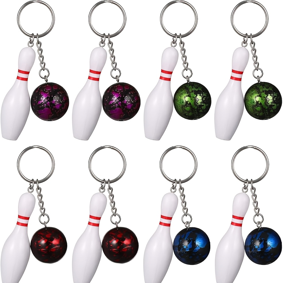 E-shop Geschenk für Sie/Ihn – 8-teiliger Bowling-Kegel & Ball Schlüsselanhänger – Langlebiger Sport-Charm, Rucksack-Accessoire
