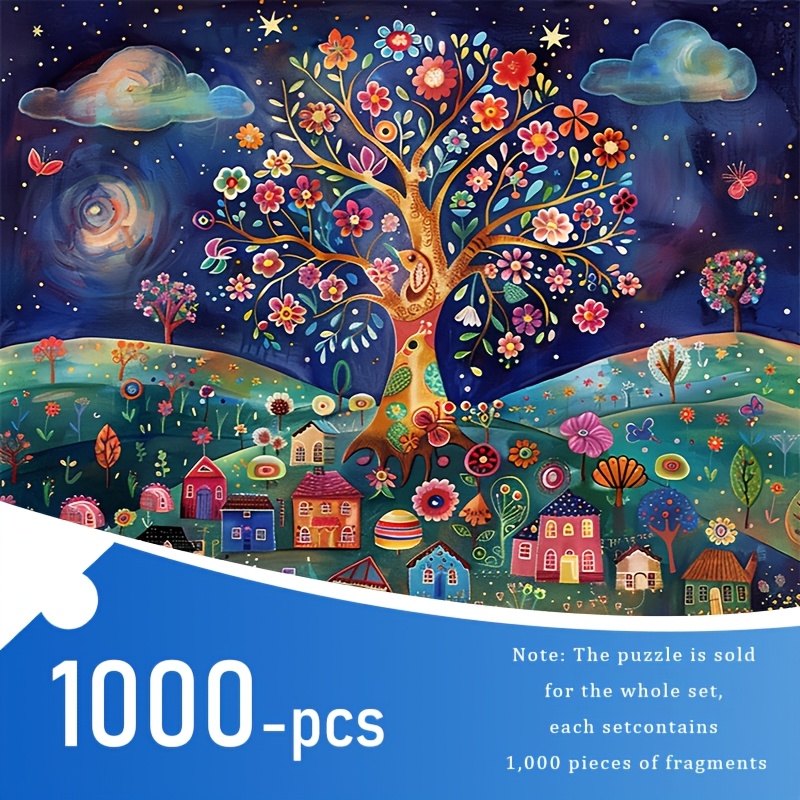 

1000pcs Puzzle Arbre de Rêve pour Adultes - Grand 50x70cm/19.7x27.6in, Épais et Premium, Niveau de Intermédiaire, Décoration Cuboïde Portable, Cadeau d'Anniversaire Cadre