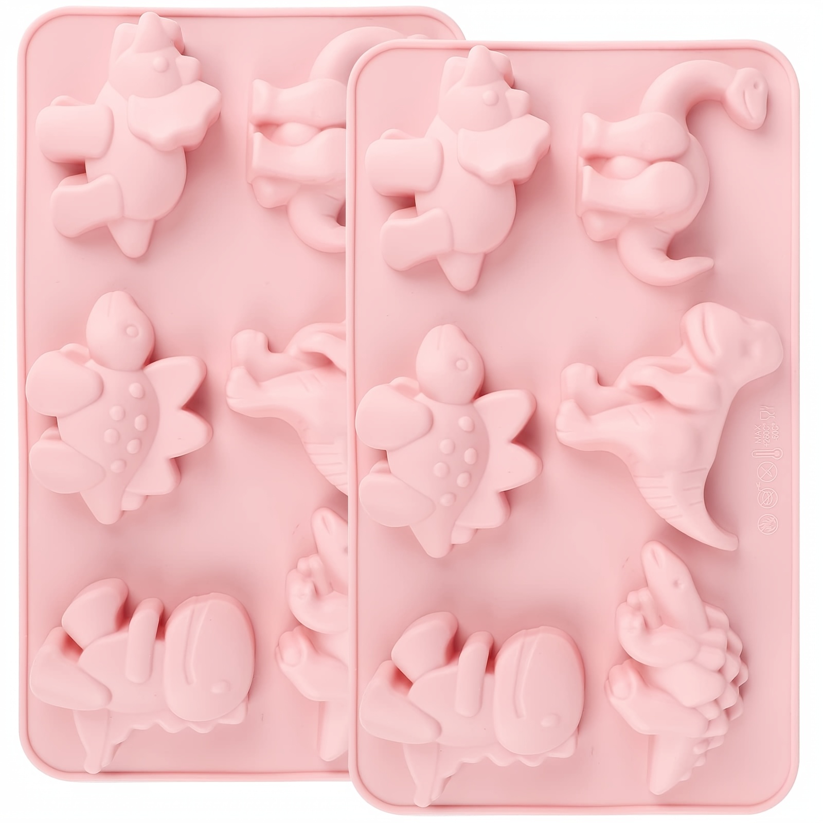 TEMU 2pcs Dinosaur Silicone Cake Molds, Cartoon Chocolate Gummy Mold Tray, 6 Grids Different Shapes Candy Fondant Mould Cake Decorating Tools Diy
