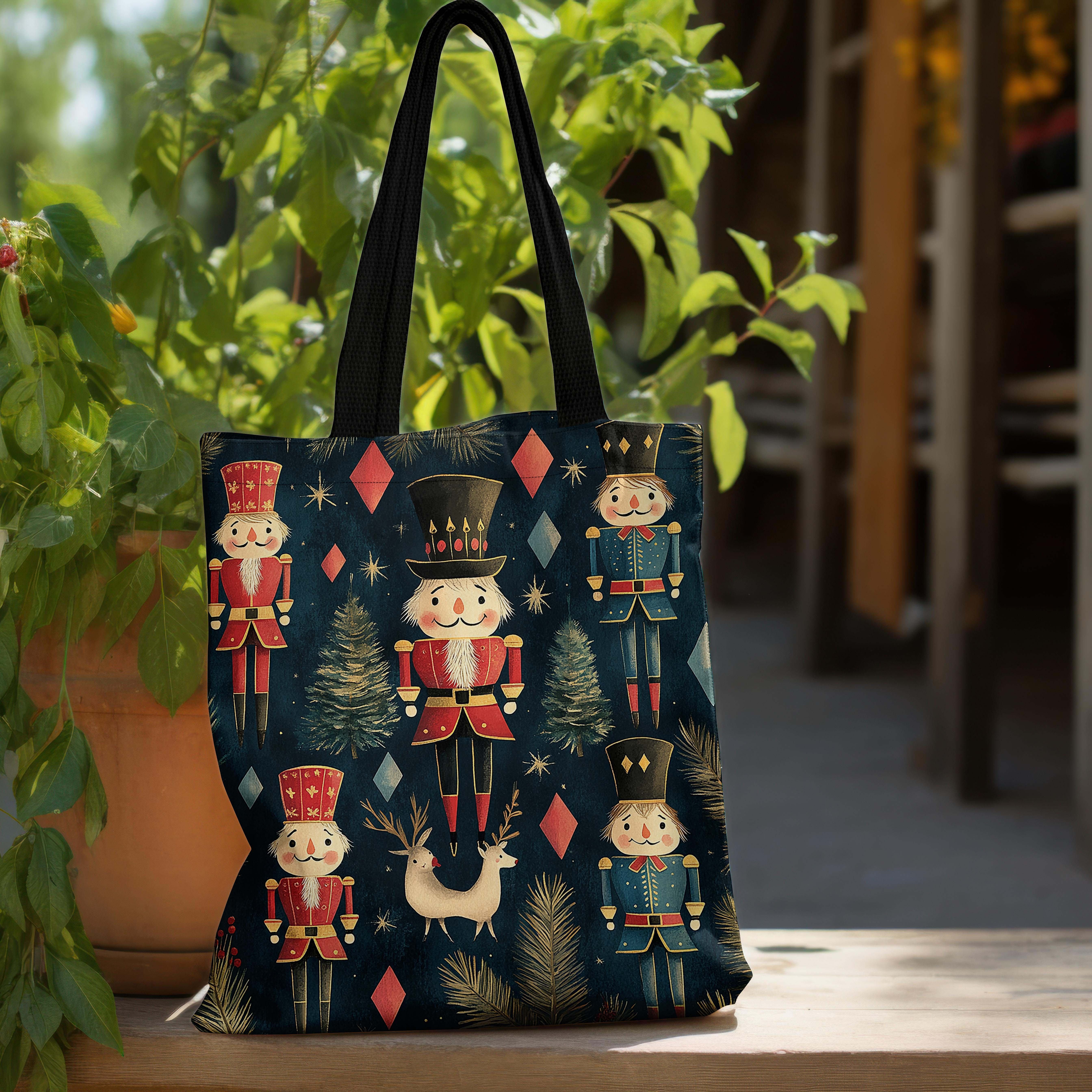 

Nutcracker Christmas Canvas Tote Bag - , Spacious & Reusable Shopping Handbag With Fixed Shoulder Strap