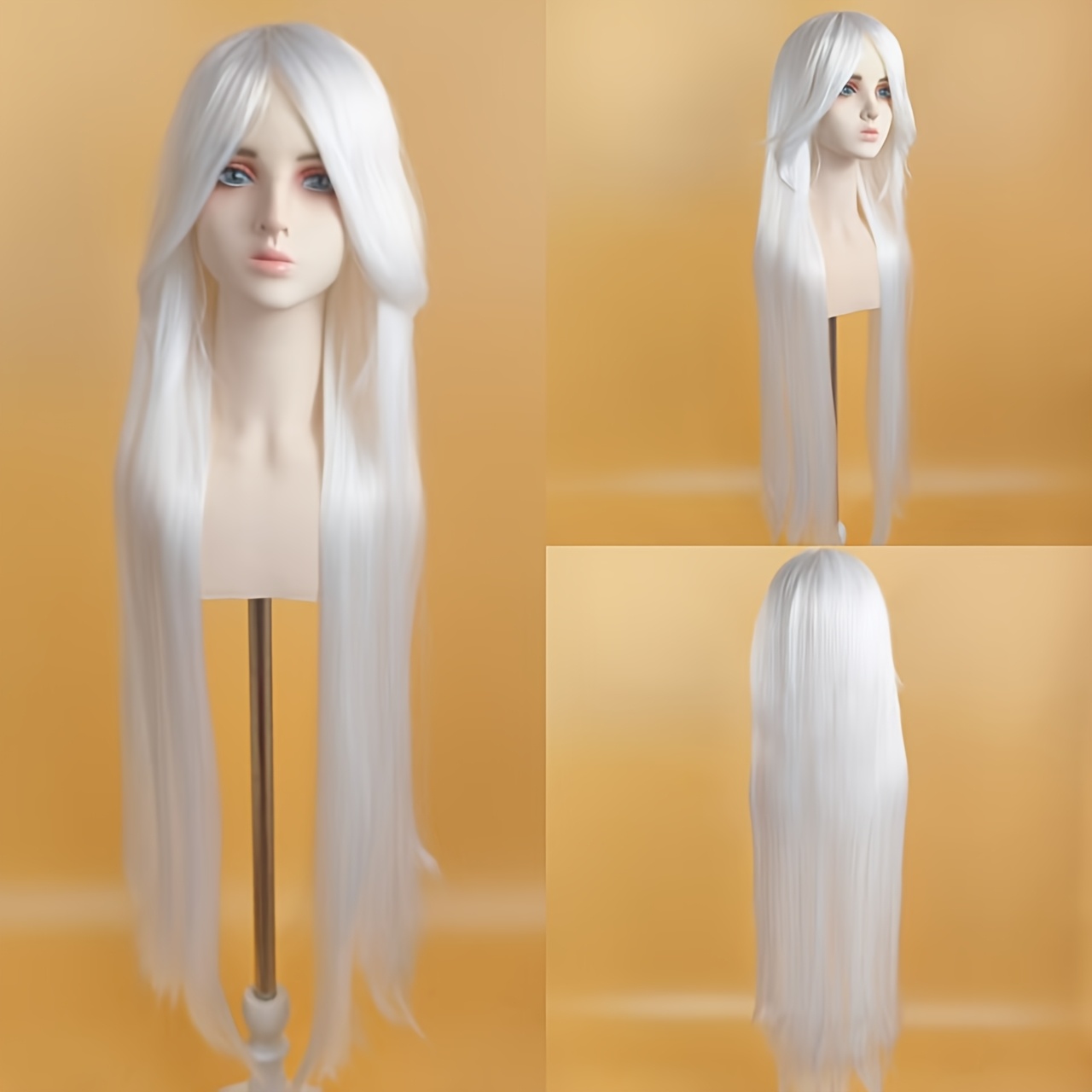 TEMU European And American Cross-border Women's Wig, 42-inch, Long Bangs Long Straight Hair, High-temperature Fiber Synthetic Wig, Suitable For Daily