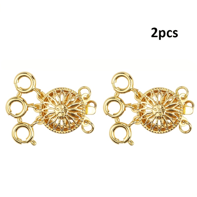 Image of 2pcs Necklace Layering Clasps Set, Golden Necklace Separator For Layering Jewelry Locking Clasp Converter Chain Extender Multiple Necklace Clasps And Closures For Stackable Necklaces