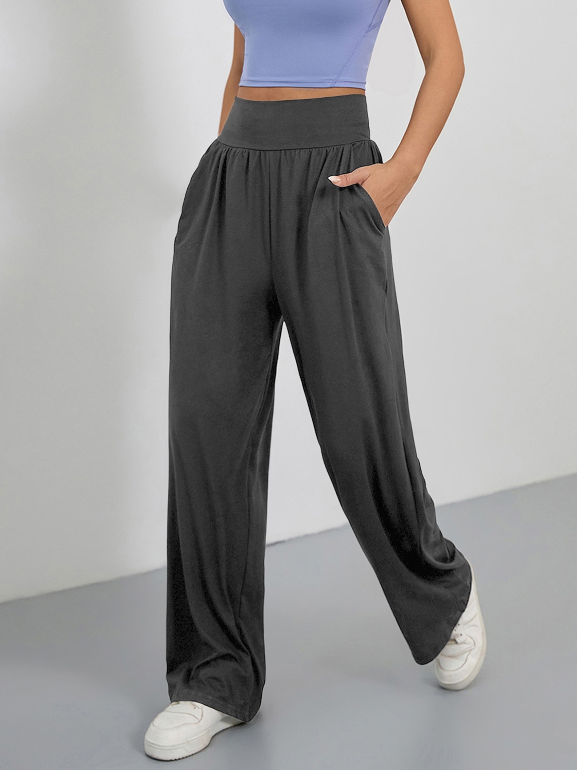  Gxiemena Ice Silk Loose Casual Pants, Women Plus Size Wide Leg  Pants Yoga Pants, Solid Slim Fit High Waist Pants (Gray,XL) : Clothing,  Shoes & Jewelry