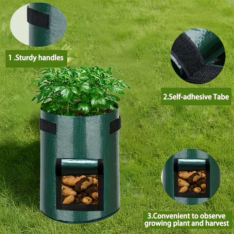 5 pack potato grow bags potato bags for planting potatoes 10 gallon 7 gallon and 5 gallon sizes outdoor pots with handles pots for planting potatoes sweet potato seeds vegetable garden grow kits outdoor plant pots Product details 0