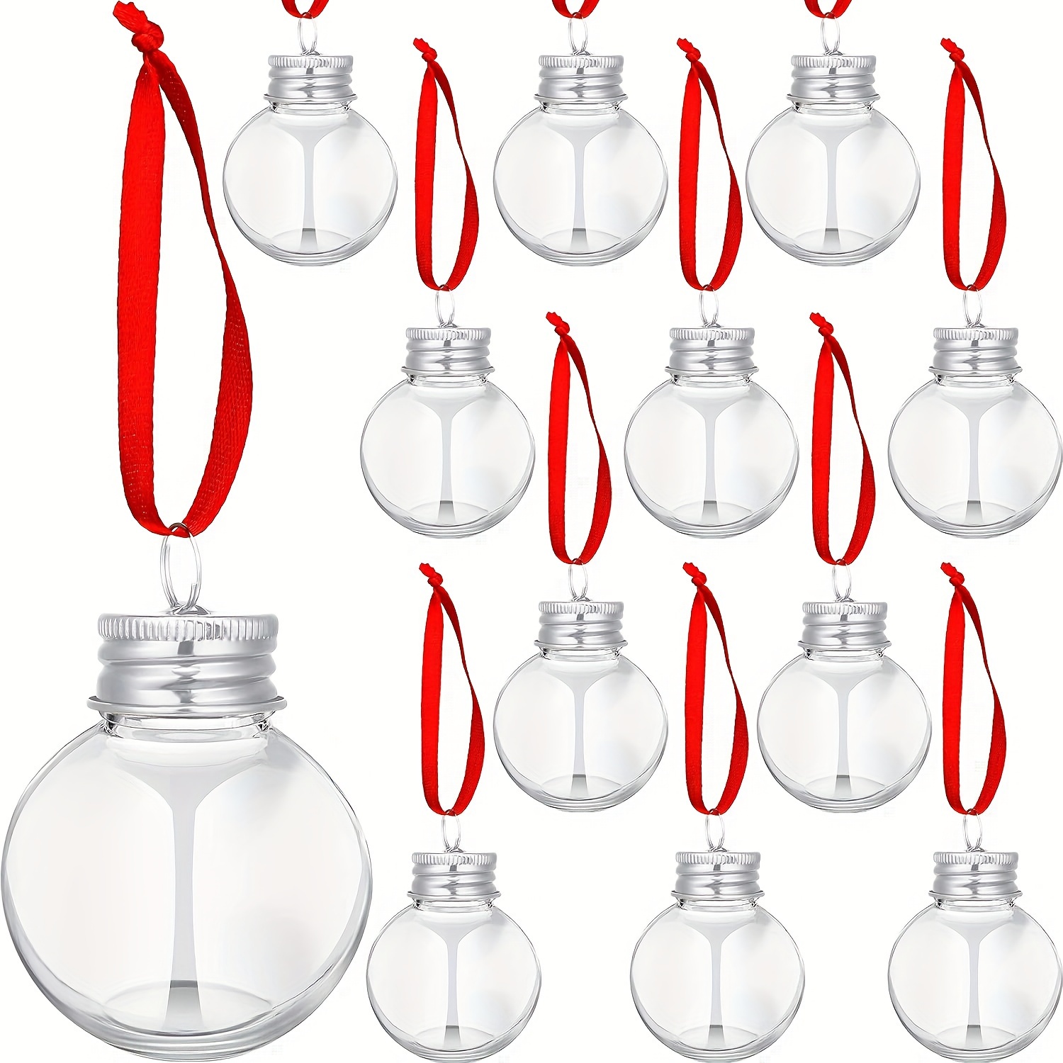 TEMU 12pcs, Transparent Pet Christmas Beverage Ball Decorative Plastic Filled Christmas Tree Decoration Clear Christmas Water Bottle Bulb For Holiday
