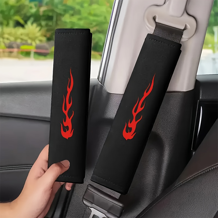 TEMU 2pcs Car Embroidered Shoulder Pads, Soft Seat Belt Covers, Universal Automotive Accessories, Breathable And Adjustable Seat Belt Shoulder Pads