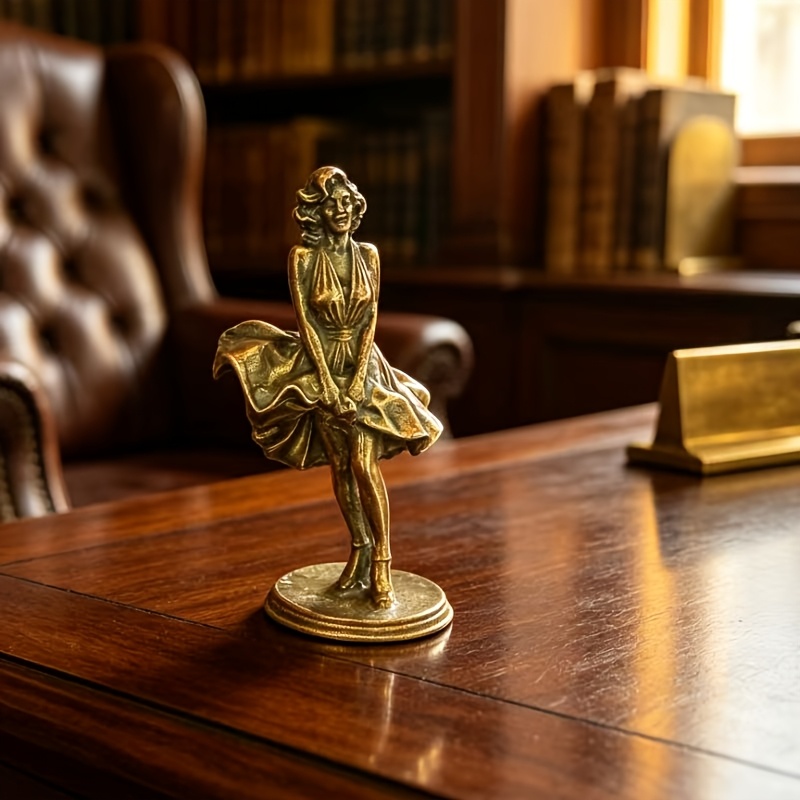 TEMU Mini Statue de Dame en Métal, Artisanat Vintage, Ornement de Décoration pour Bureau et Coin Étude, Convient comme Cadeau pour Amis, Ornement de