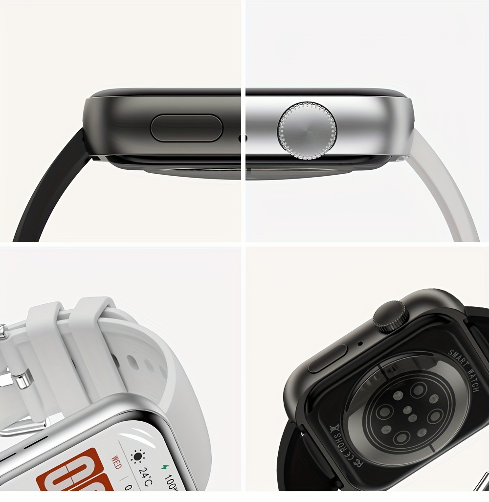 Montre connectée sans fil HD 1,83 pouces 2024, noir pistolet, argent et or rose, cadran personnalisable, tracker GPS SOS Fitness, convient aux hommes et aux femmes_voghion.com