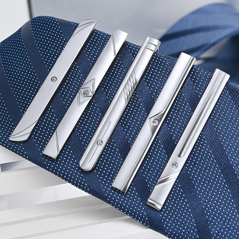 TEMU 5pcs/10pcs Set Of Exquisite Tie Clips, Suitable For Men's Business Suits, Fashionable Tie Clips For Daily Wear And Gifting, Silvery