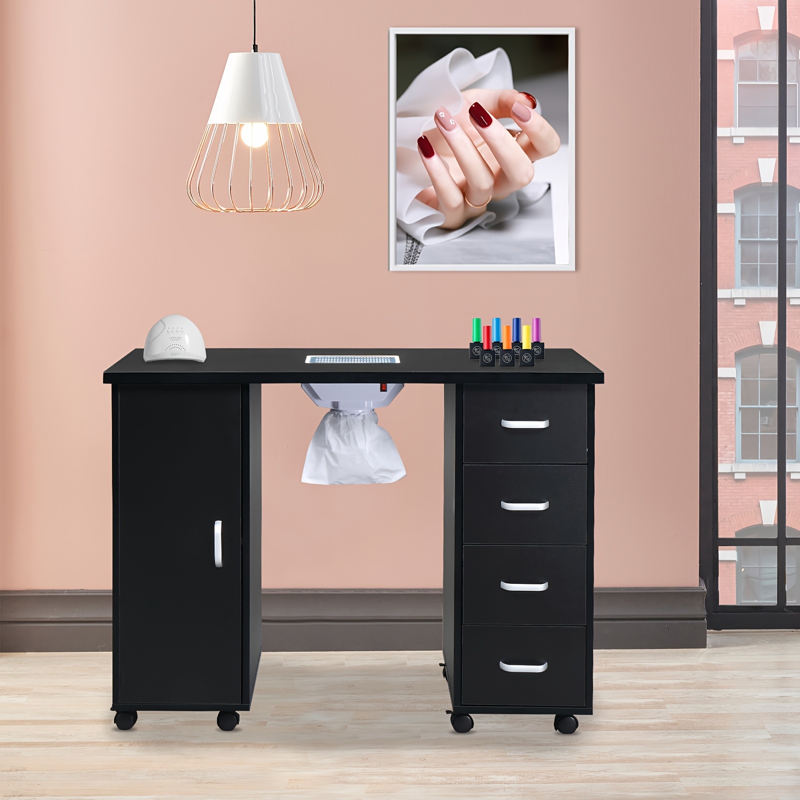 

Single Door 4 Drawers With Fan Black Manicure Table