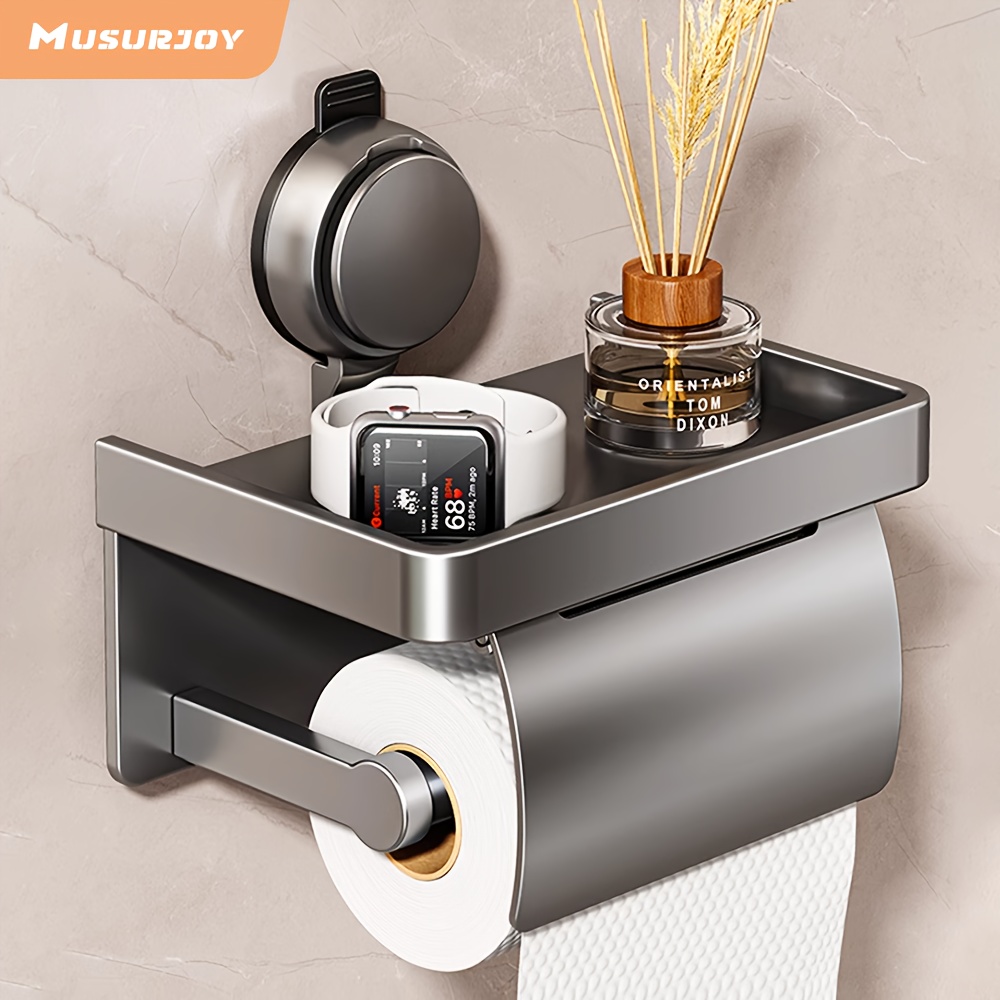 

Musurjoy Wall-mounted Toilet Paper Holder, , No-drill Suction Cup, Smooth , Rectangular Shape, Bathroom Accessory, Christmas Gift Idea