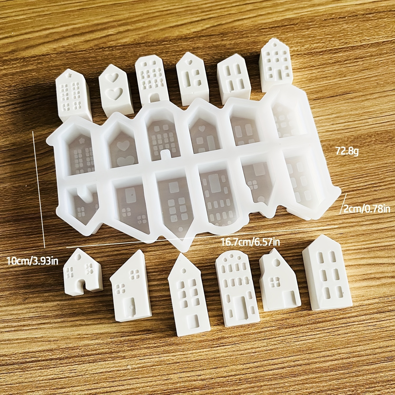 Image of Mini House Silicone Mold Small House Window Love Heart Plaster Candle Desktop Craft