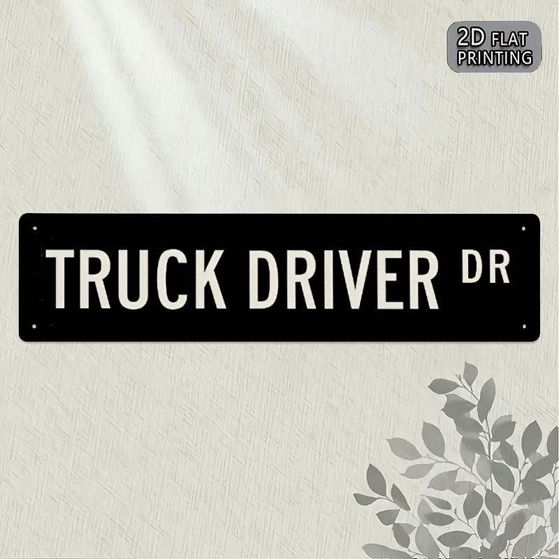 TEMU 2d Flat Printing, Vintage Metal Signboard Truck Driver Dr, Durable Metal Wall Decor Measuring 4x16 Inches, Suitable For Home, Cafes, Garages,