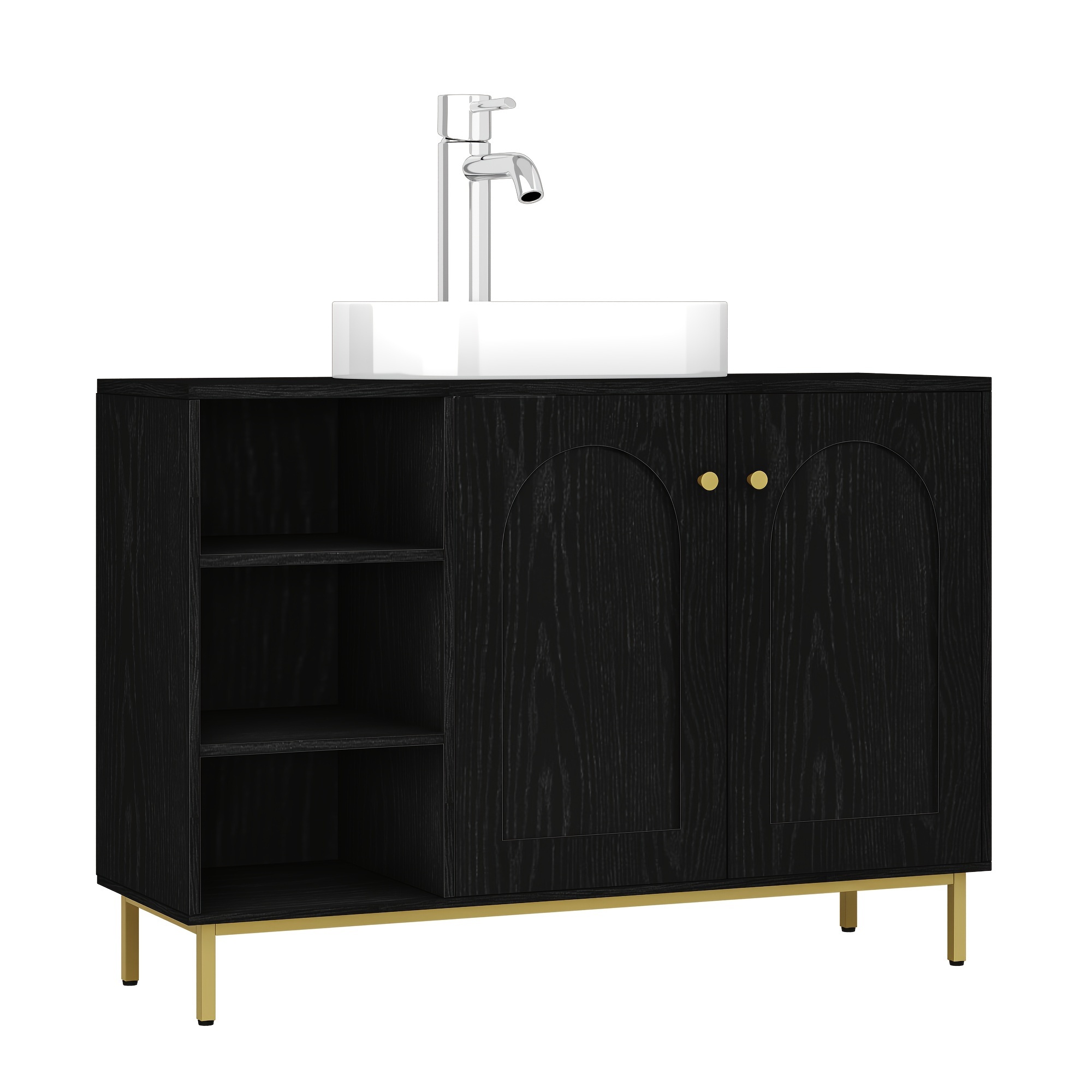 Image of Washbasin Base Cabinet, Vanity Unit, Bathroom Cabinet With 2 Doors, Adjustable Shelf, Lots Of Storage Space, , 30 X 90 Cm
