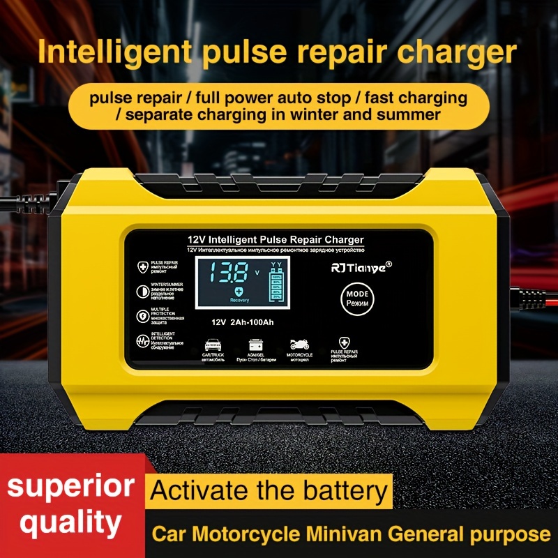 

12v Car Battery Charger (us Plug), Charges Lead-acid Batteries, Automatically Controls Winter And Summer Charging , Auto Temperature Adjust & Mode