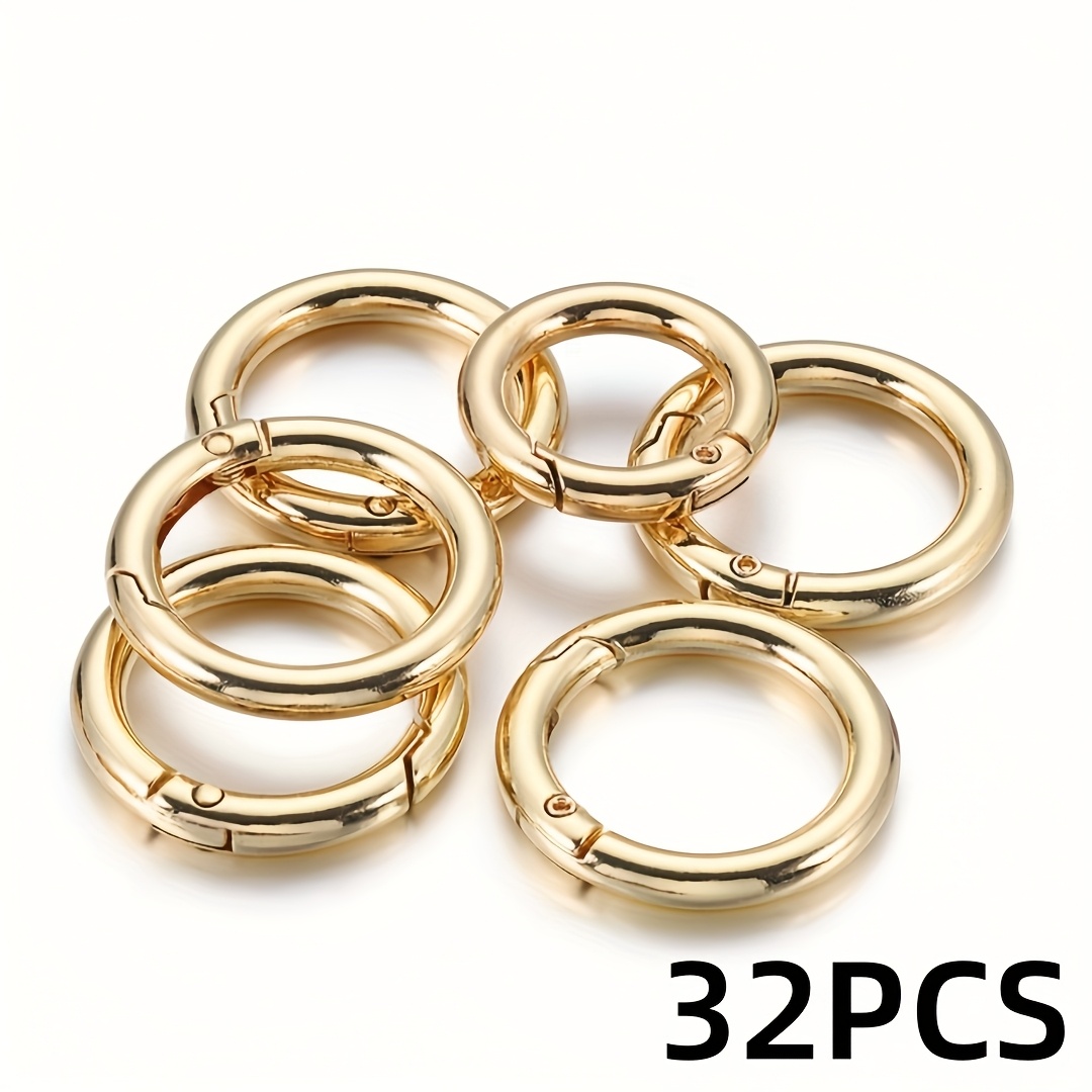 32-pack Large Spring O-ring Carabiner Clips, Snap Hook Buckles - White