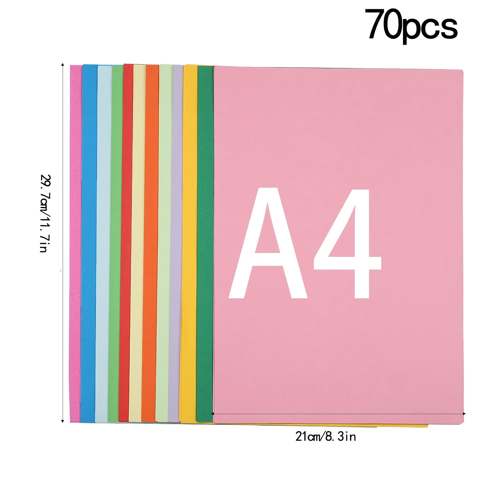 TEMU 70 Sheets A4 Premium Colored Paper - Multifunctional For Printing, Origami, And Crafting, Random 10 Vibrant Colors, School Projects And Home