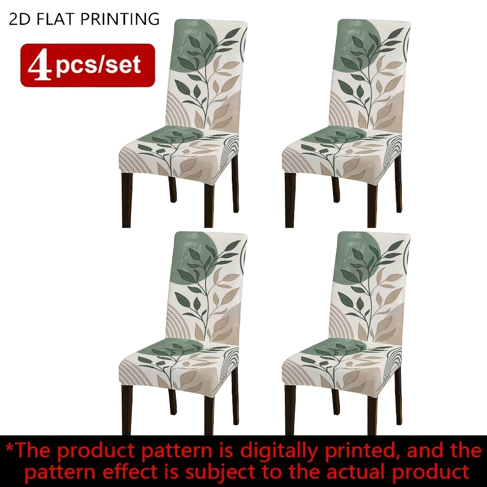 TEMU 4pcs/6pcs Kitchen Chair Covers, Abstract Leaf And Circle Pattern Stretch Kitchen Dining Room Chair Covers, Furniture Protectors For Home Decor