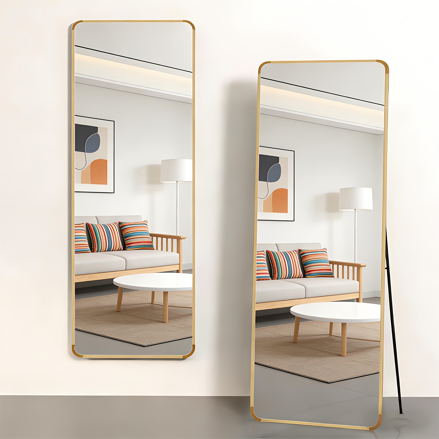 Rectangle Full-length Mirror 44 X 149cm - With , Standing, Hanging Or Wall Mirror Floor Mirror, Suitable For Bedroom, Living Room, Bathroom, (golden)
