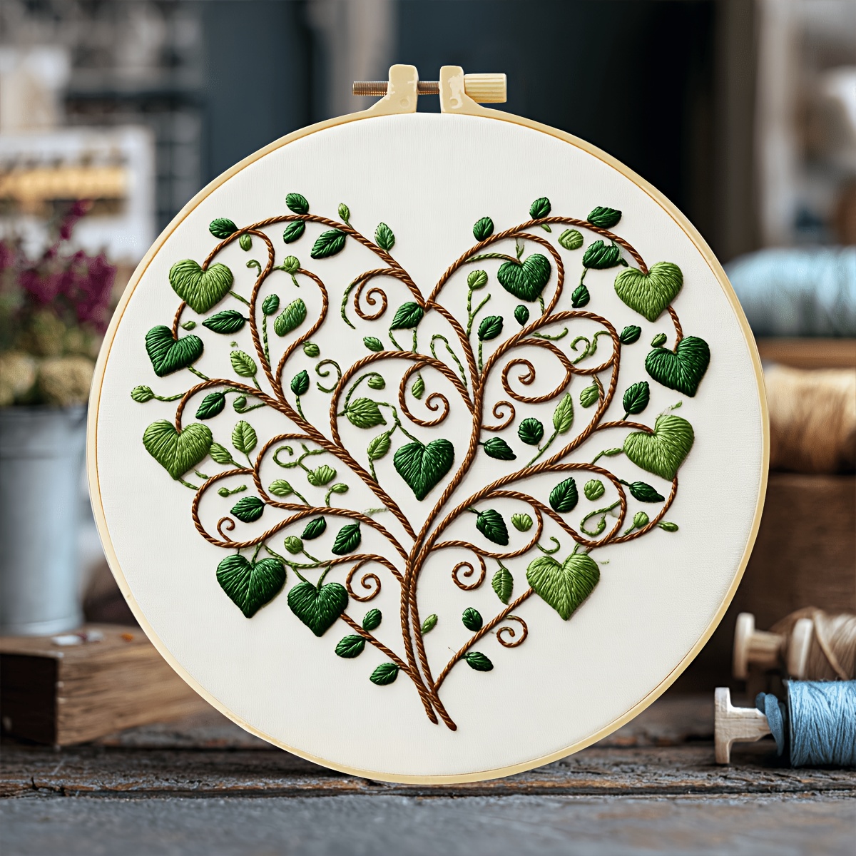 TEMU Nouveau kit de broderie, 20X20Cm/7.9X7.9Pouces, Arbre de Vie, Kit de broderie fait main, Convient aux passionnés de broderie et aux débutants