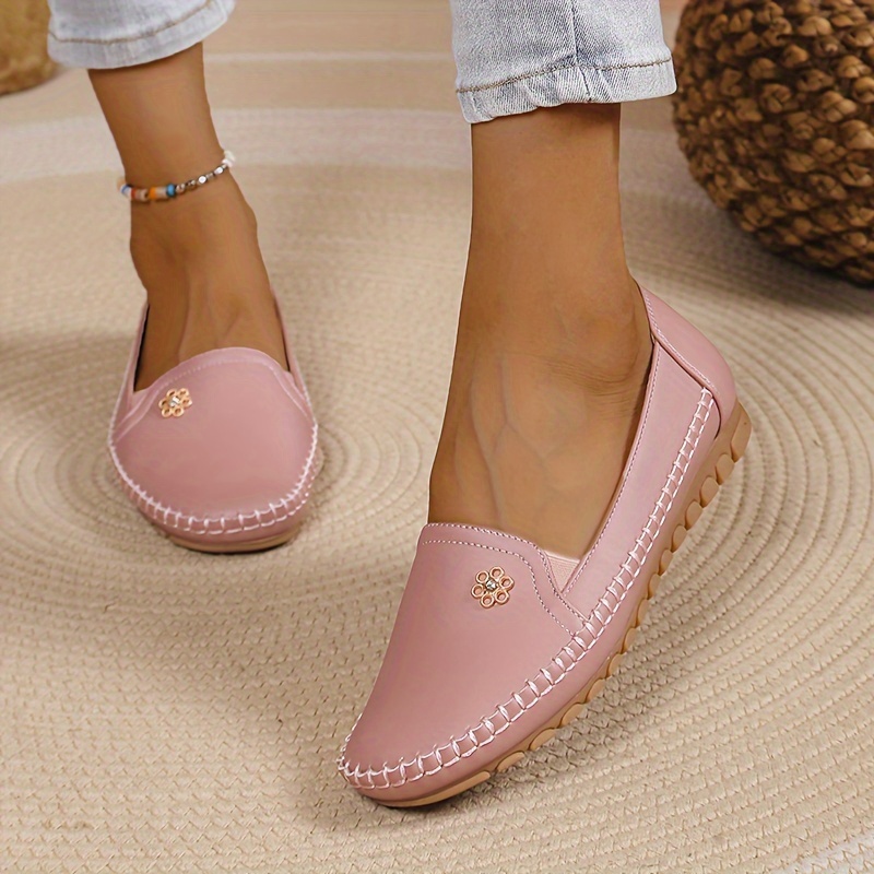 women s solid color flat loafers casual slip soft sole shoes details 18